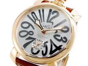 ガガミラノ GAGA MILANO MANUALE 手巻 メンズ 腕時計 5011-06S-BRW シルバー