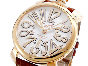 ガガミラノ GAGA MILANO MANUALE 手巻 メンズ 腕時計 5011-08S-BRW ホワイト