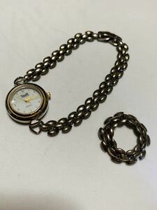 ブレスレッド腕時計とリングのペアセット　　　美品