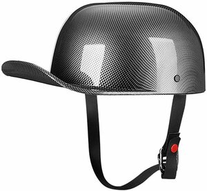 オープンフェイス【 艶カーボン 】半ヘルメット 野球帽 ハーフヘルメット ヘルメットチョッパー DOT認定