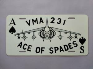 【アメリカ海軍/AV-8A/B Harrier】Marine Attack Squadron 231(VMA-231)のナンバープレート【Ace of Spades】