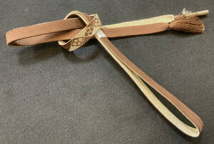 正絹　帯締め　平織　礼装　金糸　金属糸　茶　金
