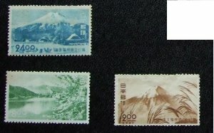未使用 昔の切手 第一次国立公園 富士箱根 2.00円8.00円24.00円 3枚組 1949