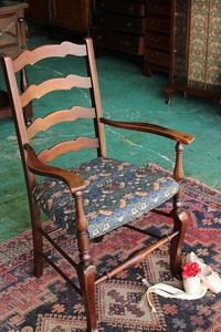  イギリスアンティーク家具 アームチェアー ラダーバック/チェア ウィリアムモリ/チェア　椅子 英国製 J166-2