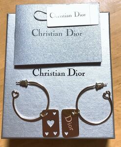 Christian Dior ディオール 揺れる フープピアス ゴールド ハート プレート