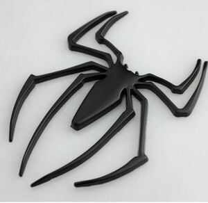 エンブレム ステッカー クモ ブラック 3D立体 ステンレス風 簡単取付 ドレスアップ イメチェン 即納