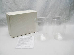 AQUA ペア ショートグラス 2客組 新品 化粧箱入 ギフト 二重構造 シンプル おしゃれ 耐熱ガラス おもてなし プレゼント ご褒美