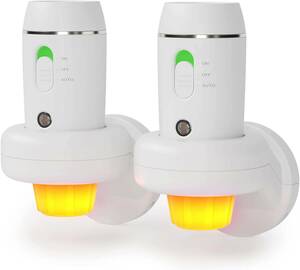 緊急LED懐中電灯（２個）3-in-1充電式停電ライト　家庭用多機能ポータブル自動ハンドヘルドライト、緊急事態用照明センサー常夜灯