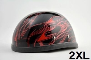 HORIZON　イーグルタイプ 装飾用ハーフヘルメット 「MULTI SKULL FLAMES」 レッド－サイズ2XL