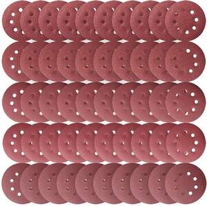 LEOBRO サンドペーパー 紙やすり ダブルアクション サンディングディスク サンダー用8穴あき 丸形 50枚セット#40#60
