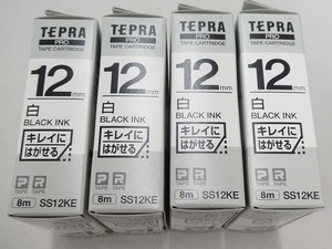 【 4個set 】 純正品 キングジム テープカートリッジ　テプラPRO　12mm　SS12KE 『白』 新品未開封