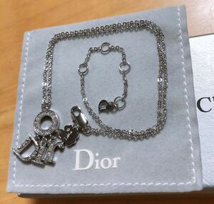 Christian Dior ディオール ネックレス シルバー ロゴ ストーン