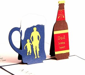 Paper Spiritz ビールポップアップカード、父の日カード、ビールグリーティングカード、3Dカード、グリーティングカードの