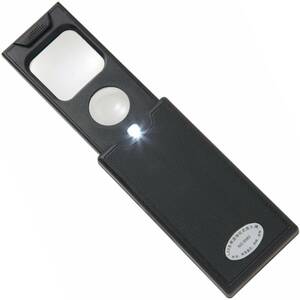 Phoenix カード ポケットルーペ 携帯用 引き出し式 LEDライト ブラックライト付 倍率5倍 45倍 超軽量 拡大鏡 長期