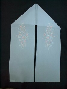礼装用刺繍半襟　016　白　薄ピンク　花刺繍　　 レターパック発送(代引き不可）