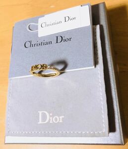 Christian Dior ディオール 指輪 リング ロゴ ストーン ゴールド