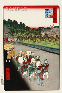 歌川広重 (Utagawa Hiroshige)　木版画 江戸百景 芝神明増上寺 初版1856-58年頃　 　 広重ならではの独特な構図をご堪能下さい!!