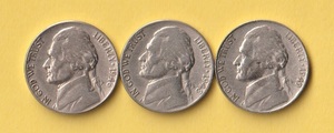 ☆アメリカ5セント貨《1946,48,49》　3枚　　普通品