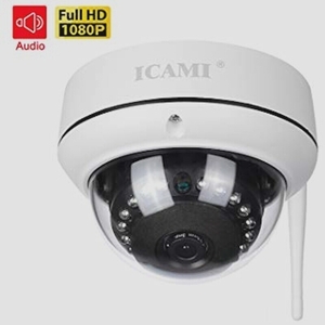 送料無料★ICAMI 防犯カメラ HD 1080P ワイヤレス IP 監視カメラ SDカードスロット内臓で自動録画 WIFI対応