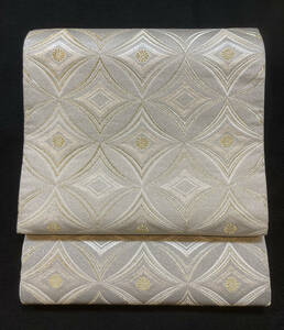 袋帯　西陣織　田中義織物㈱　謹製　未仕立て　六通　金　銀　七宝柄　