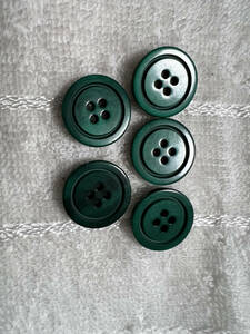 3356 約18㍉　緑　グリーン　 ボタン ５個セット　ビンテージ　 未使用品　手芸　裁縫　おしゃれ　ハンドメイド　DIY　リメイク