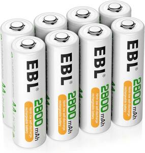 単3形電池 EBL 単3電池 充電式 8個 パック 2800mAh ニッケル水素充電 単三電池 充電池 単3 単3充電池 単三充電
