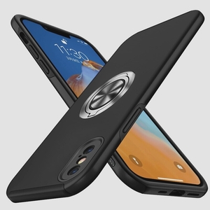 送料無料★WYEPXOL iPhone X / Xs ケース リング付き 耐衝撃 全面保護 一体型スマホケース (黒)