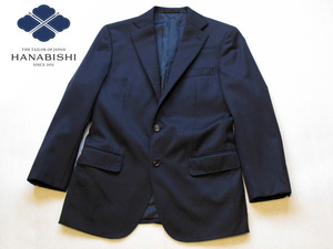 美品 HANABISHI 花菱縫製 最高級オーダージャケット 上質な一着! 毛100% 生地 水牛釦 紺ブレザー テーラードジャケット メンズ クラシカル