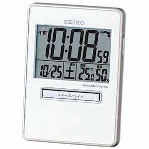 セイコー クロック 目覚まし時計 トラベラ 電波 デジタル カレンダー 温度 湿度 表示 白 パール SQ699W SEIKO