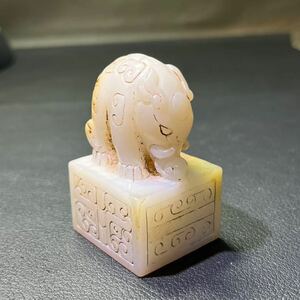 【聚寶堂】古玉彫刻 古獣鈕印章 6cm*3.5cm 彫紋 根付 中国美術 古玩 WH-11