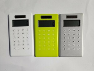 モトデザイン 8桁表示電卓 アルミソーラーカリキュレーター ホワイト グリーン シルバー 3点セット 電卓 ミニ ポケットサイズ