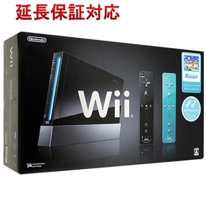 【新品(箱きず・やぶれ)】 任天堂 Wii本体 クロ リモコンプラス＆リゾート同梱版