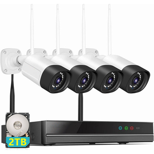 防犯カメラ ワイヤレス 監視カメラ 家庭用 業務用屋内 屋外 2TB HDD wifi カメラセット 4台 一体型NVR 遠隔監視 双方向音声