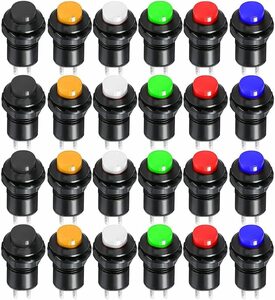 E317-24個 Kiligen 瞬間押しボタンスイッチ ON/OFF 24個押しボタン(装着内径12mm) (赤、緑、黄、青