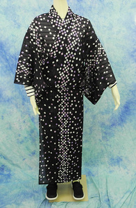 （124）洗える着物 washable　合成繊維　小紋　手縫い　絽　夏の着物　中古 Japanese Kimono for Summer 152cm 59.8inch synthetic fiber