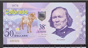 外国紙幣　アメリカ コロラド州 2019年 未使用 50ドル ポリマー