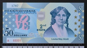 外国紙幣　アメリカ ペンシルバニア州 2014年 未使用 50ドル ポリマー