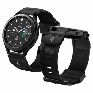 Spigen Galaxy Watch 4 バンド 44mm/40mm Galaxy Watch 4 Classic バンド 46mm/42mm 調整可 AMP04031 (マット・ブラック)