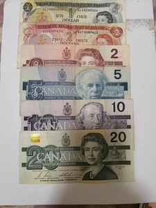 世界紙幣　カナタ旧紙幣6枚20 ドル.10ドル.5ドル.2ドル1ドル　合計40ドル