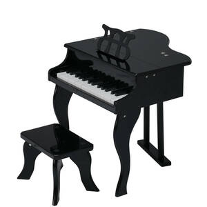 ピアノ おもちゃ ミニグランドピアノ 椅子付 30鍵盤 楽譜付き ピアノ チェア いす ミニピアノ 楽器 鉄琴 トイピアノ おもちゃ ブラック】