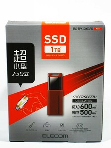 ■　ELECOM　超小型スライド式外付けSSD　1TB　レッド　(ESD-EPK1000GRD)