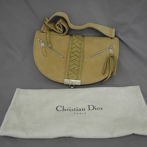 （266）Christian Dior　クリスチャン・ディオール　スエード　ショルダー　ワンショルダー バッグ　ベージュ pre-owned　中古　08BM-1002